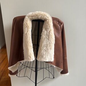 Scoop NYC Brown Jacket with Cream Fur
